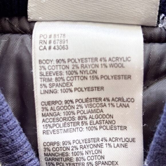 St Louis Blues Hockey Team Letter Jacket Style Youth Gray and Navy Front Snaps - Picture 9 of 12